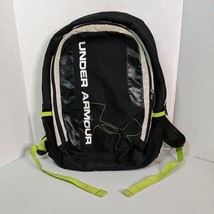 Under Armour Backpack Black Lime Green White Letters Logo Back to School - £18.64 GBP