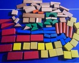 Wooden Building Lot of 75+ Piece Child&#39;s Vintage Colorful 1980s/1990s - $39.60