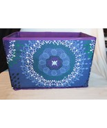 Vintage Fabric Rectangular Fabric Basket with Handles, Purple Multicolored - $38.00