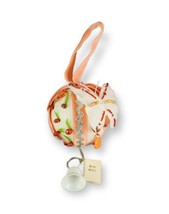 Vintage Christmas Ornament Push Pin Sequin Beaded Handmade Peach Butterfly Ball - £13.30 GBP