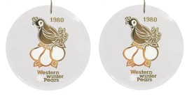 VTG Set Partridge in a Tree Acrylic Xmas Ornament Gold Bird Western Winter Pears - £15.03 GBP