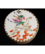 Chinese Enamel Box - Asian girl on bird - Oriental trinket case - antiqu... - £87.17 GBP