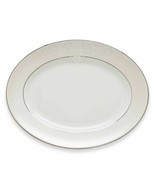 Lenox Opal Innocence Scroll Serving Platter 13&quot; White Oval Dot Platinum ... - £112.05 GBP