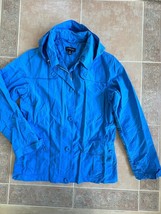 Lands&#39; End  Blue Nylon Rain Jacket Buttons and zipper Women size M / 10 - 12 - £42.83 GBP