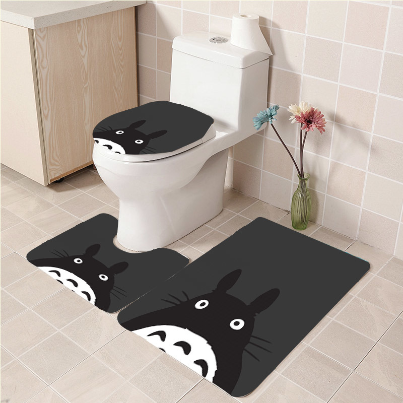 3Pcs/set Totoro 01 Bathroom Toilet Mat Set Anti Slip Bath Mat Decorative - $33.29+