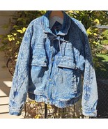 Vintage 80s Acid Wash Denim Jacket Mens Sz XL Jean Moto Sherpa Lined Bom... - £61.56 GBP