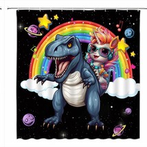 Funny Unicorn Dinosaur Shower Curtain for Kids 70x70 Inch - $1,021.89 MXN