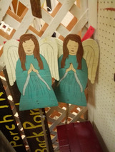 Handpainted praying angel wood yard stakes, set of 2 - $9.79