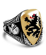 Tudor lion Bronze Shield sterling silver  ring - $1,691.51 MXN