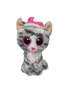 Ty Beanie Boos Kiki Tabby Cat Gray White Glitter Eyes Plush Stuffed Anim... - £15.89 GBP