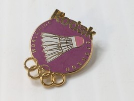 Kodak Olympic Enamel Hat Lapel Pin Team USA Gold Tone Pink Badminton Shu... - $9.90