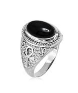 Sterling Silver Egyptian Ankh Cross Black Onyx Statement Ring - $79.99