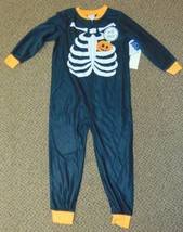 Boys Pajamas Halloween Black Skeleton Glow in Dark Fleece 1 Pc Jellifish... - $19.80