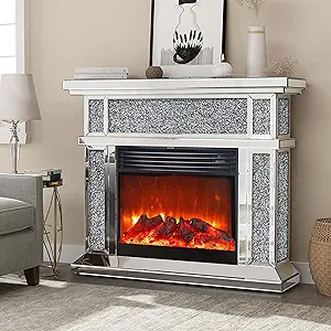 Mirrored Electric Fireplace, Fireplace Mantel Freestanding Heater Firebo... - $1,482.99