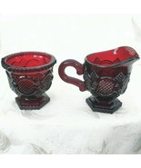 AVON CAPE COD creamer pitcher sugar bowl set RED RUBY VINTAGE 1876 - £13.17 GBP