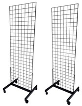 Black 2&#39; x 6&#39; Heavy Duty Rolling Gridwall Display Panels - Set of 2 - £90.79 GBP