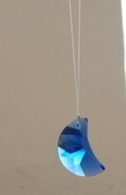 Crystal Faceted Blue Crescent Moon Suncatcher New - $27.98