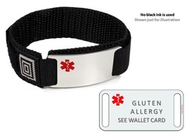 GLUTEN ALLERGY Sport Medical Alert ID Bracelet. Free medical Emergency Card! - £24.04 GBP