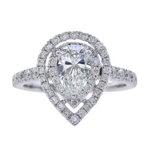 1.75 Carat Pear Cut Double Halo Diamond Engagement Ring 18K White Gold - $4,949.01