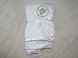 Baby Blanket White Minky Bump Dot Satin 30x30" RN 17252 - $49.49