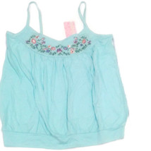 Energie Juniors L tank top embroidered flowers Large blue - $14.00