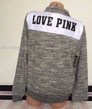 Victoria&#39;s Secret Pink Perfect Quarter Zip Gray Marl White Black Pullove... - $69.99