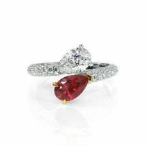 Anello di fidanzamento ByPass con rubino rosa e diamanti con taglio a pera... - £121.19 GBP