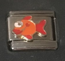 Orange Red Fish Enamel Wholesale Italian Charm 9MM K52 - £10.75 GBP