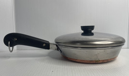 Vtg Revere Ware 8&quot; Skillet Frying Pan w/ Lid Stainless Steel Copper Clad Pre 68 - £15.78 GBP