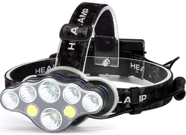 Rechargeable Headlamp, 8 LED 18000 High Lumen - £26.01 GBP