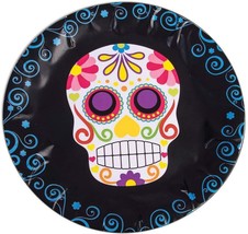 Forum Novelties Day Of The Dead 9&quot; Round Disposable Plate 8 Pack - £49.96 GBP