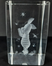 Disney Piglet 3D Laser Etched Crystal Glass Prism Cube Paperweight 2&quot; x 2&quot; x 3&quot; - £8.70 GBP