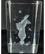 Disney Piglet 3D Laser Etched Crystal Glass Prism Cube Paperweight 2&quot; x ... - £8.80 GBP