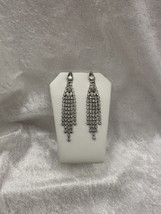 Vintage Rhinestone Silver Tone Drop Pierce Earrings Gilded Age Downton A... - $224.02 MXN