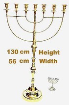 Huge Oil Menorah In Gold Plated temple candle holder from Jerusalem Israel - £1,101.59 GBP