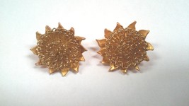 Vintage Mid-Century Goldtone Sunburst Clip On Earrings - $145.00