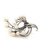 Mikimoto Estate Akoya Pearl XL Spray Brooch Sterling Silver 7.62 mm M265 - $386.10