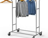 Heavy-Duty Double-Rail Clothing Rack With Chrome For Simple Household Use. - $90.92