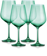 Set of Four Green Crystal Balloon Bowl Stemmed Red Wine Glass - $1,952.81 MXN