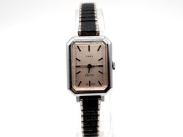 Vintage Timex Electric Watch Women New Battery Running Silver Tone 20x27mm - £19.92 GBP