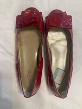 Me Too Womens Shoes Size 8M Red Fianna Leather Ballet Flats Open Toe w/ Bow New - £19.88 GBP