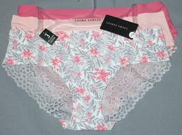 3 Laura Ashley Floral Ferns Solids Crocheted Lace Back Panties Wm&#39;s NWT $30 - $21.59