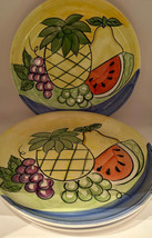 Bella Hand Painted Stoneware Dinner Plates (3) 10-25&quot; Fruit Design - $29.00