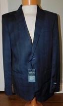 Zanetti Sz 44L Mens Wool Porto Suit Jacket Navy Plaid Sport Coat Blazer ... - $49.49