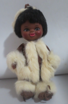 Native Inuit Doll Eskimo With Brown And Real Fur Canada Reliable Toy Co - $12.62