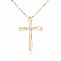 Twisted Cross Pendant with Diamond in 14K Yellow Gold (Grade- HSI2, Size- 2.4MM) - £312.54 GBP