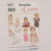 Baby Dolls Clothes Size SM-LG Simplicity Sewing Pattern 8099 Uncut 1992 ... - $15.99