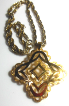 Vintage Signed CROWN TRIFARI Large Filigree Maltese Pendant Necklace - £85.55 GBP