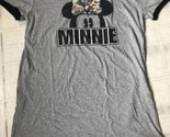 Disney Minnie Mouse ring neck gray Sleep Shirt Pajama Adult Sz Large - £16.89 GBP