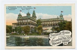 Crossmon House Hotel Postcard Alexandria Bay New York Thousand Island Area  - £7.91 GBP